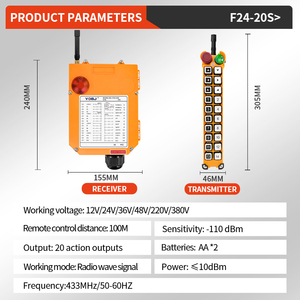 F24-20S รีโมทคอนโทรลวิทยุอุตสาหกรรม 20 ปุ่มรีโมทคอนโทรลไร้สายสำหรับเครนยกสำหรับอุปกรณ์เครนเหนือศีรษะ - Product Image 1