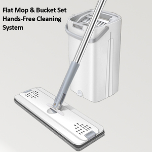 Premium Quality Microfiber <strong>Mop</strong> Set with Self-Wringing <strong>Bucket</strong> Easy Home Cleaning Rectangle Head Plastic <strong>Mop</strong> <strong>and</strong> <strong>Bucket</strong> Wholesale - Product Image 1