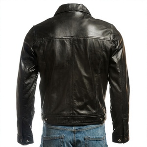 Vestes en cuir décontractées pour hommes, nouvelle collection, prix abordable, col montant, fermeture éclair sur le devant, couleurs personnalisables, imperméables, couleur unie - Product Image 2