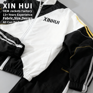 Conjunto Deportivo de Invierno para Hombre con Logotipo Personalizado, Chaqueta Cortavientos de Cuero PU con Parches de Color en Contraste, Pantalones Jogger, Conjunto de Dos Piezas, Ropa Urbana - Product Image 3