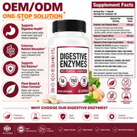 Capsules d'enzymes digestives probiotiques et prébiotiques à marque privée OEM, 60 unités, pour seniors, végétaliennes, fournisseur d'emballages personnalisés