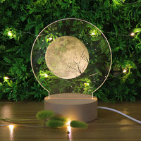 Prix d'usine LED Mood Light Bases en bois Acrylique 3d Lampe à led Lampe à base en bois pour la décoration intérieure
