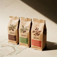 Sac à fond plat en plastique personnalisé thermoscellé carré 250g 500g 1kg emballage de sac de café à fond plat en feuille d'aluminium