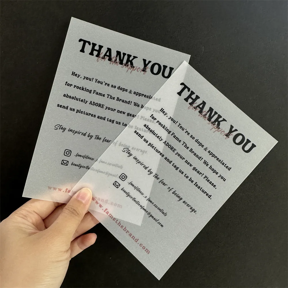 Benutzer definierte Druck Logo Gruß Papier karte Small Business Recycelt gefrostet Danke Notiz karten für den Einkauf