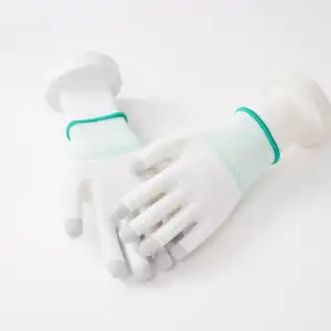 Esd safe carbon glove dotted pu coated esd antistatic plam coating glove finger coated cleanroom gloves