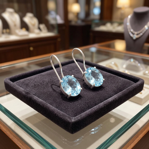 Boucles d'oreilles élégantes et tendance en topaze bleu ciel, faites à la main, en argent sterling 925 plaqué, bijoux pour femmes et filles - Product Image 1