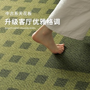 Alfombra de Salón Verde a Cuadros, Rectangular, Resistente a las Manchas, de Fibra de Poliéster, para Uso Doméstico - Product Image 4