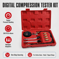 Kit de testeur de compression numérique avec manomètre, tuyau, adaptateurs en laiton et sondes d'extension pour le test des cylindres de moteur