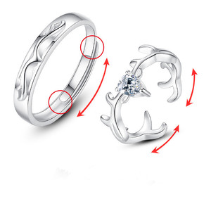 Trendy Zircon <strong>Ring</strong> for Couple <strong>BFF</strong> Antler <strong>Ring</strong> His &amp; Hers Matching Couple <strong>Rings</strong> Adjustable for Valentine's Day Jewelry Gift Gift - Product Image 4