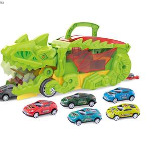 Dinosaure Transport Camion Jouet Enfants Avalant Alliage Voiture Déformable <span class=keywords><strong>Dino</strong></span> Transporteur Véhicule Jouer Ensemble Dinosaure Camion Jouet Vert - Product Image 4