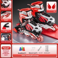Patins à roulettes RS Full Flash pour enfants, ensemble complet de protections professionnelles, taille réglable, patins à roulettes lumineux