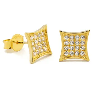 VE0073 Rhombus Shape Earring AU750 Earring with CZ Pawnable Gold Jewelry Oro 18K Original