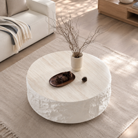 Table basse ronde en fibre de verre, aspect pierre naturelle Wabi Sabi, meubles de salon