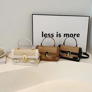 Spring New Simple Straw Shoulder Bag for Women Fashionable Handheld <b>Small</b> Crossbody <b>Handbag</b> Zipper Closure Portable Tanjing - Product Image 2