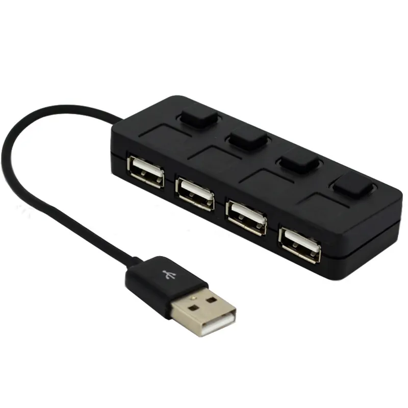 4-पोर्ट यूएसबी 2.0 हब के साथ व्यक्तिगत एलईडी व्यक्तिगत शक्ति हब usb2.0 pilote पोर्टास 480M यूएसबी 4 puertos 2.0 unno 4 पोर्ट usb2.0 हब