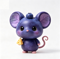 Figurine de souris bleu-bleuets Kawaii personnalisée OEM, en PVC et ABS moulé par injection, mignon rat violet avec boîte mystère de collection, jouet pour cadeau