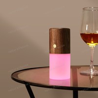 Lampe tactile en bois de Sapele avec capteur de gravité, changeant de couleur, à piles, veilleuse LED pour chambre à coucher et chevet – Vente en gros