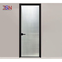 Porte d'entrée en verre double vitrage en alliage d'aluminium de qualité supérieure, cadre noir élégant, porte intérieure pour appartements et villas