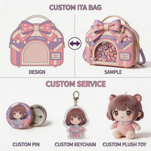 Bolso Ita Personalizado para Mujer, Diseño de Lazo en Cuero PU Rosa, con Ventana Transparente para Exhibir Pins, Estilo Japonés, para Todas las Temporadas - Product Image 3