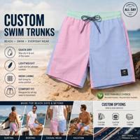Shorts de bain décontractés personnalisés en tissu recyclé respirant et extensible à séchage rapide, imprimés colorblock et rayures seersucker, vente en gros