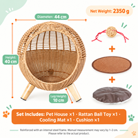 Lit pour animaux de compagnie en rotin pp tissé à la main, design moderne, durable, respirant, amovible, lavable, respectueux de l'environnement, pour toutes les saisons