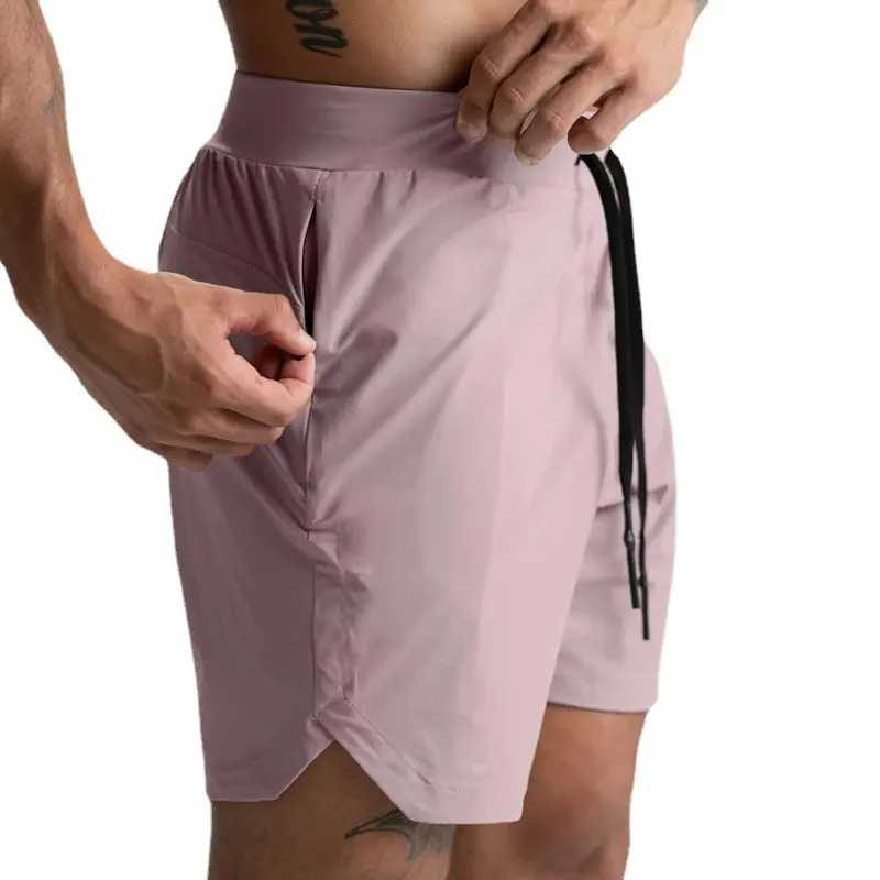 Pantaloncini da palestra con logo personalizzato per uomo tasche sportive con cerniera asciugamano-loop uomo piccolo sfiato in basso pantaloncini da corsa casual