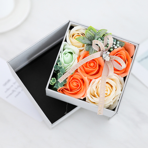 Pink Orange artificial flowers roses soap in good header rotating luxury gift box can collect jewelry - Product Image 1