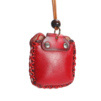Porte-clés mini pochette éléphant mignon en cuir fait main, breloque de sac animal, pendentif décoratif artisanal pour rétroviseur de voiture, cadeau promotionnel