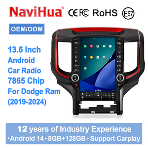 หน้าจอสัมผัสแบบ Tesla ขนาด 13.6 นิ้ว สำหรับรถยนต์ Dodge Ram ปี 2019-2024 ยี่ห้อ Navihua ระบบ Android มัลติมีเดีย รองรับ Carplay เครื่องเสียงติดรถยนต์พร้อมระบบนำทาง GPS DSP และวิทยุ - Product Image 1