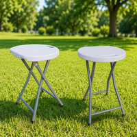 Tabouret pliant rond en plastique léger, portable, pour l'intérieur et l'extérieur