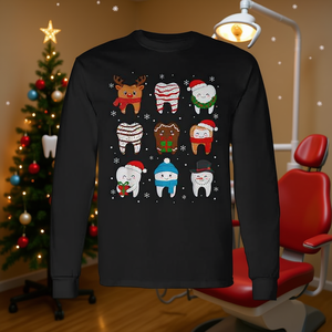 Dental Christmas Th Cute <b>Xmas</b> Dentist Squad Crew Long Sleeve <b>T</b>-<b>Shirt</b> - Product Image 2