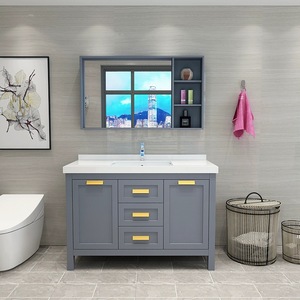 Mueble de Baño de Cerámica de Alta Calidad con Diseño Moderno y Fácil Limpieza, Montado en la Pared, con Espejo Iluminado y <span class=keywords><strong>Lavabo</strong></span> - Product Image 4