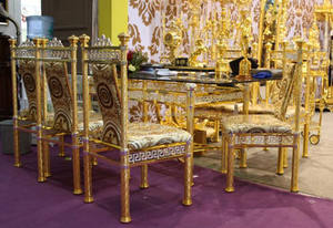 <span class=keywords><strong>Sedia</strong></span> da Pranzo in Stile <span class=keywords><strong>Barocco</strong></span> Italiano OE-FASHION, in Lega di Ottone Placcata Oro K e <span class=keywords><strong>Argento</strong></span>, con Tessuto Beige per Soggiorno Europeo - Product Image 5