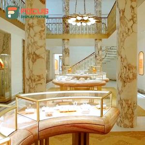 Luxury Wooden Jewelry Counter Glass <b>Display</b> <b>Cabinet</b> LED Light Jewelry <b>Display</b> Rack High End Modern <b>Display</b> Design - Product Image 5