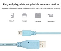 Cable de Consola USB Tipo A a USB Mini Tipo B Azul de 6 pies Compatible con CAB-CONSOLE-USB para Computadora, Laptop, Multimedia