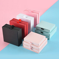 Boîte à bijoux personnalisable de style tiroir, en carton épais et papier kraft, pour ranger colliers, boucles d'oreilles et bagues