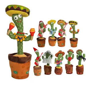 Dancing Cactus Toy 120 Songs Singing Talking Record Repeating What You Say Electric Cactus Bailarin