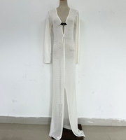 Robe longue d'été Sexy en tricot blanc, coupe découpée, Club, fête décontractée, vacances, plage, femmes, 2022