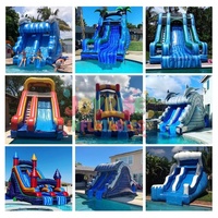 Toboggan aquatique gonflable en PVC double voie de 27 pieds pour enfants, usage intérieur/extérieur, commercial, haute capacité, résidentiel, certifié CE