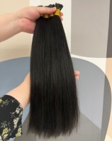 Extensions de cheveux en micro-anneaux de qualité supérieure, double trame, texture légère et crépue, cheveux birmans de luxe, cheveux raides Yaki, extensions à pointes I, en vrac