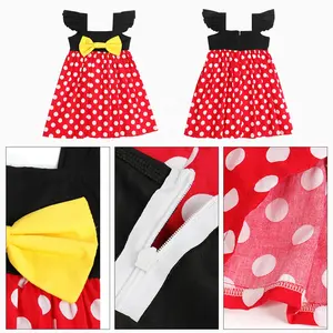 2024 Baby Girl Dress Lindo Red Polka Dot Verão Bebê Sem Mangas Vestidos para Meninas Algodão Princesa Saia