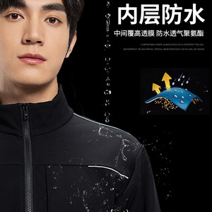 Men's Waterproof Windproof Fleece Lined Jacket Loose Fit Thickening Stand Collar Work Coat Daily Use Breathable Outerwear - Product Image 1