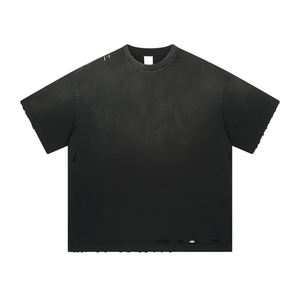 T-shirt en coton uni de qualité supérieure, style streetwear, surdimensionné pour <span class=keywords><strong>homme</strong></span>, personnalisable - Product Image 3