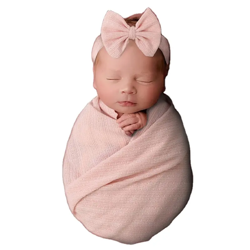 Set pakaian Balut bayi baru lahir, kain pembungkus ayunan anti bintang, properti fotografi pita, set pakaian properti pemotretan bayi