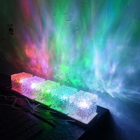 Lampe Aurore Rotative 3D en Cristal, 16 Couleurs, Bleu Dynamique, Effet d'Ondulation de l'Eau, Cube, Projecteur de Table du Nord, Veilleuse