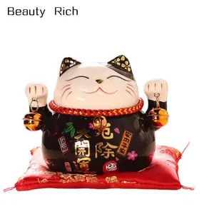 animal ceramic bank Lucky Cat Piggy Bank with Two Bells Ceramic Maneki Neko Kitty Coin Bank Porcelain Money Change Pot 2020 New