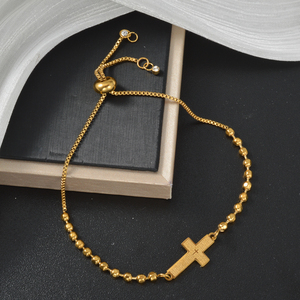 Pulseras de Lujo de Acero Inoxidable Ajustables con Cadena de Caja Deslizante, Cruz Grabada, Bola, Cuentas y Cristal, Extensor, Venta al por Mayor para Mujeres - Product Image 4