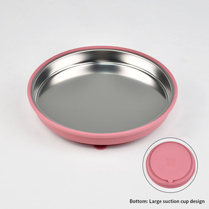 Plato Redondo Antideslizante y Resistente al Calor para Bebés, Acero Inoxidable 304, Libre de BPA, Silicona Reutilizable, Apto para Lavavajillas - Product Image 1