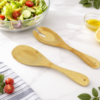 Natural House Set peralatan dapur Salad bambu, sendok dan garpu untuk melayani Salad