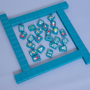 Premium Custom Logo Clear Engraved 160-Piece Blue Acrylic American <b>Mahjong</b> Tile <b>Set</b> Carrying Bag Accessories for Casino Gambling - Product Image 1